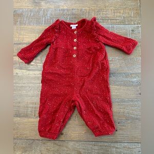 Cat & Jack 3-6M Long Sleeve Christmas Romper - Red - Girl